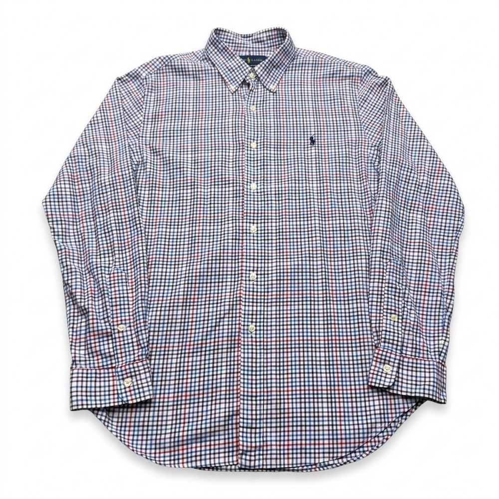 Ralph Lauren Shirt Mens Large Slim Fit Plaid Button Down Long Sleeve Cotton